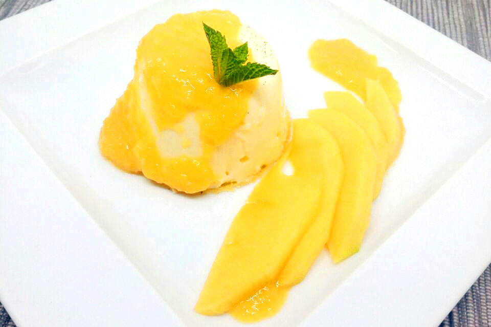Flan casero con mango