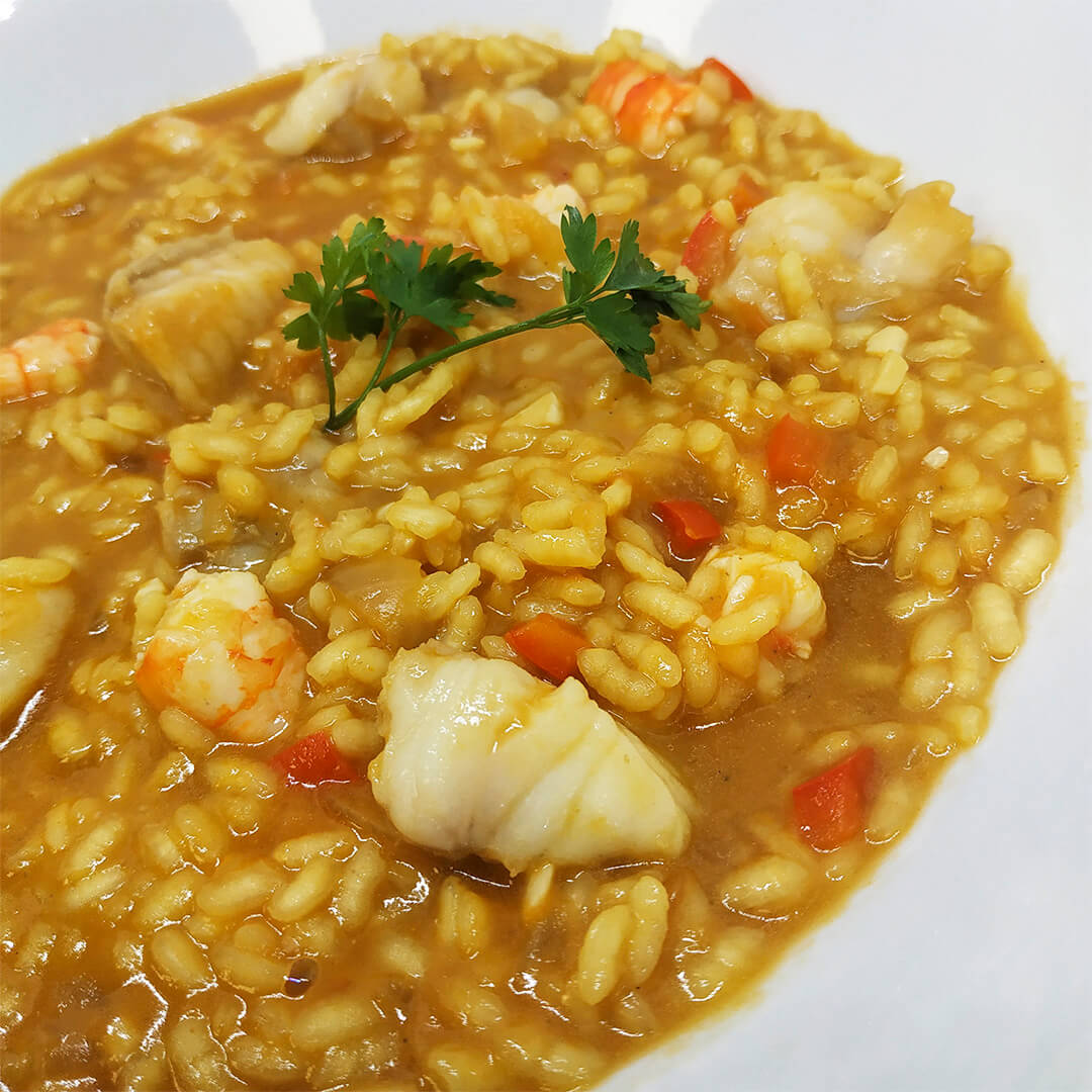Arroz Meloso con Rape y Gambas